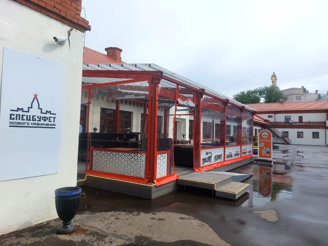 ПВХ шторы для летней террасы кафе в посёлке Савино